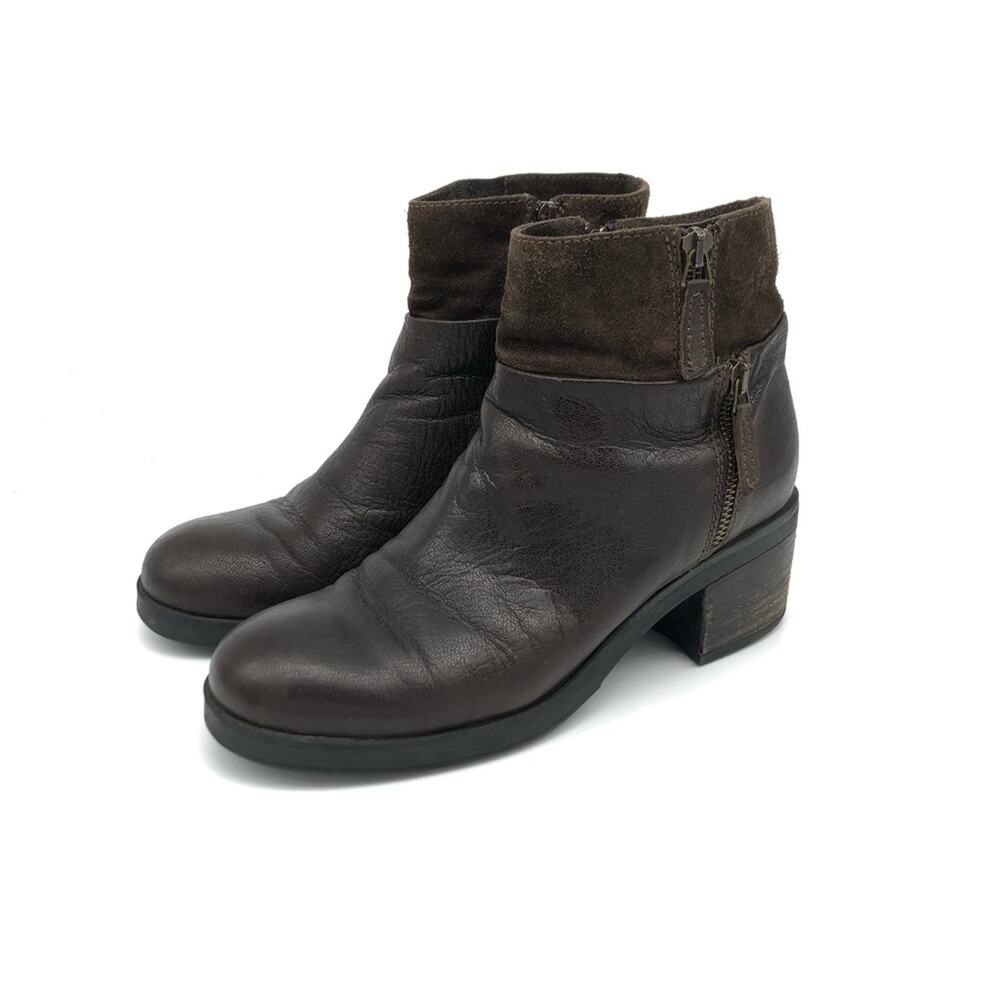 MANAS Heeled Ankle Boot Leather Suede Combo Brown 40